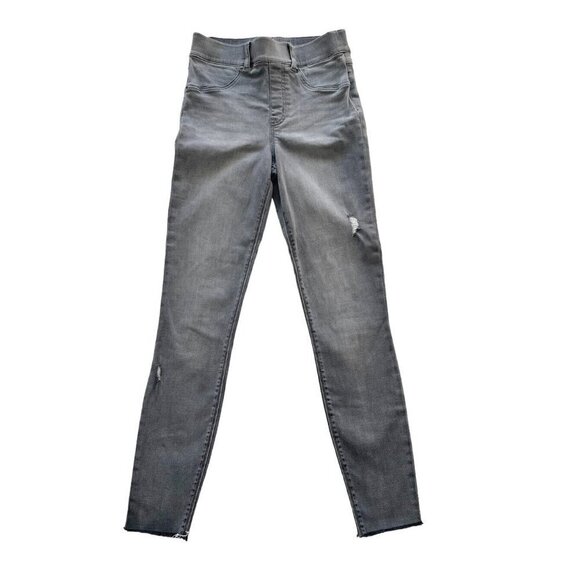 SPANX Women's Sz S Vintage Distressed Ankle Skinny Jeans In Gray Pull On - Picture 2 of 11